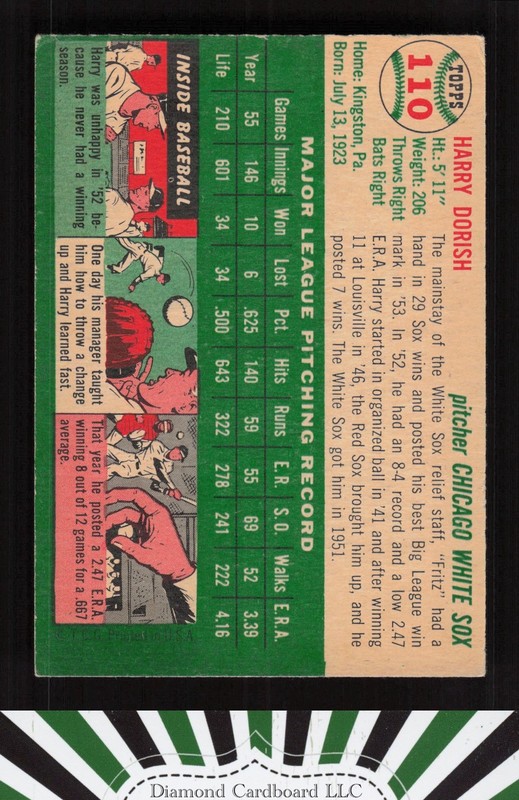1954 Topps #110 Harry Dorish VGEX g, back