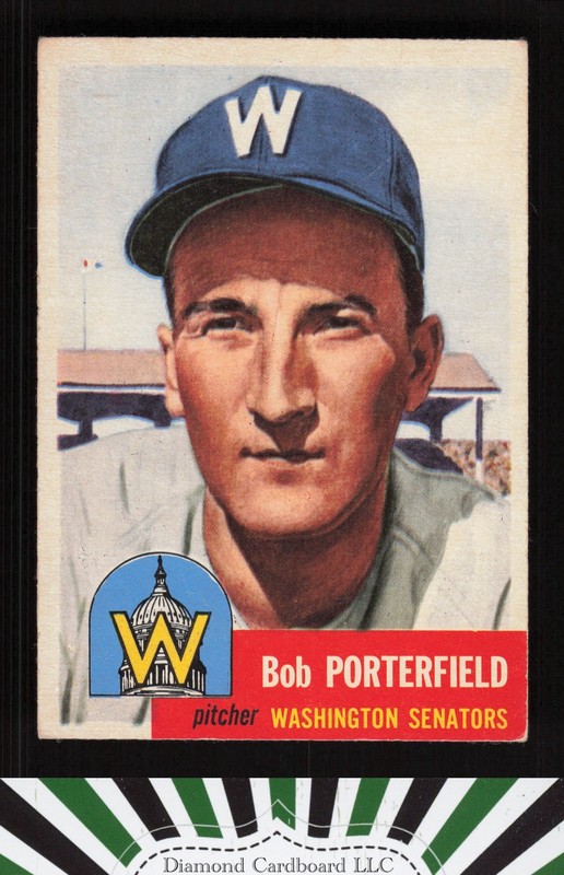 1953 Topps #108 Bob Porterfield : Bio uses white text VGEX e, front