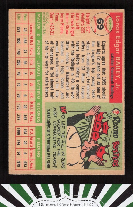 1955 Topps #69 Ed Bailey VGEX f, back