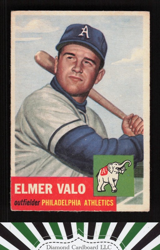1953 Topps #122 Elmer Valo : Bio uses white text GD f, front