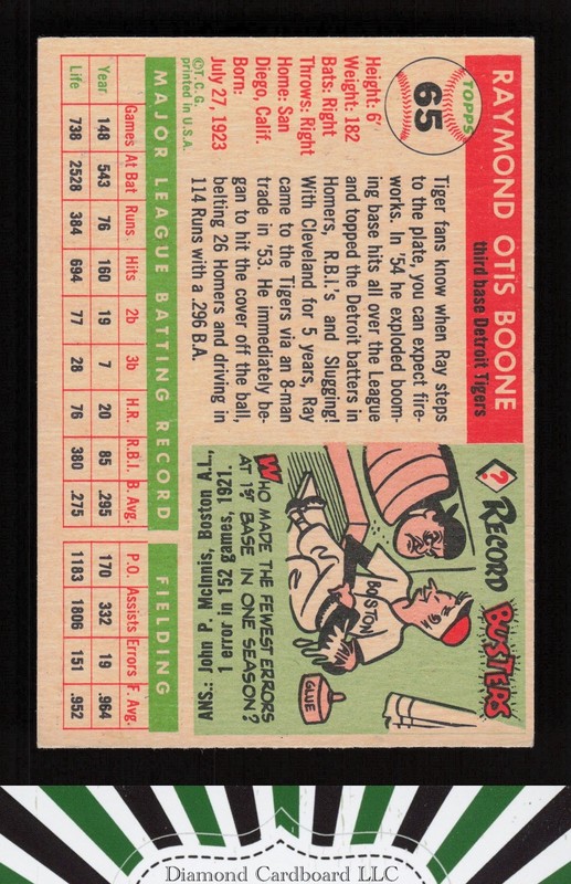 1955 Topps #65 Ray Boone VG+ c, back