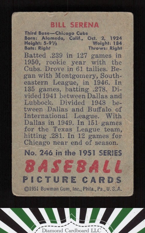1951 Bowman #246 Bill Serena GD, back