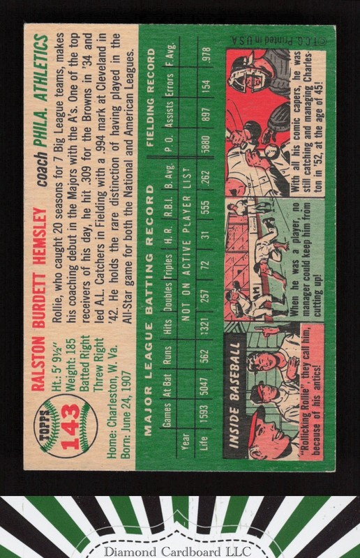 1954 Topps #143 Rollie Hemsley VGEX i, back