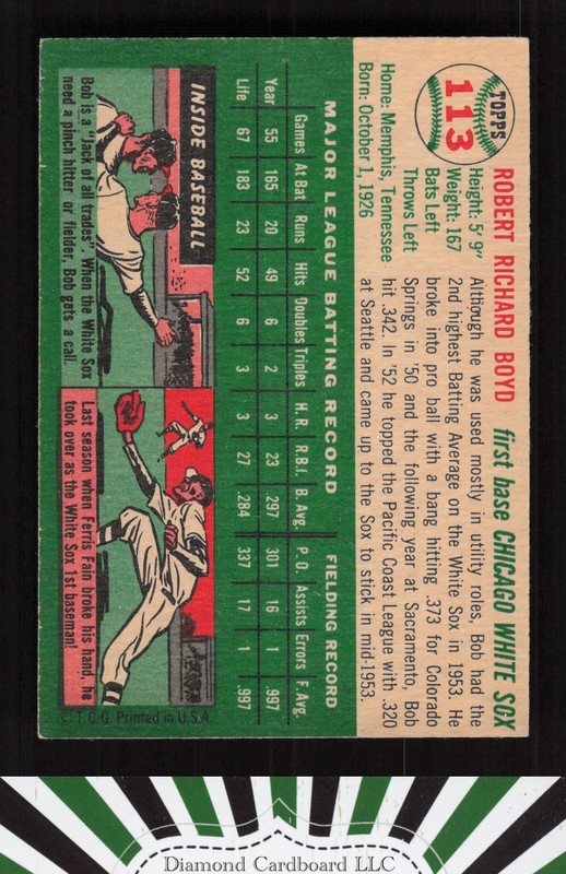 1954 Topps #113 Bob Boyd VG+ h, back