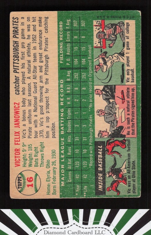 1954 Topps #16 Vic Janowicz VG+ l, back