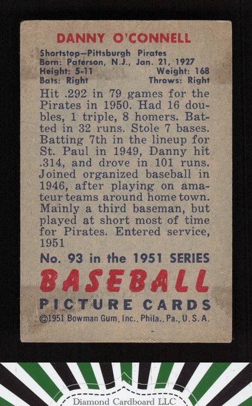 1951 Bowman #93 Danny O'Connell VG, back