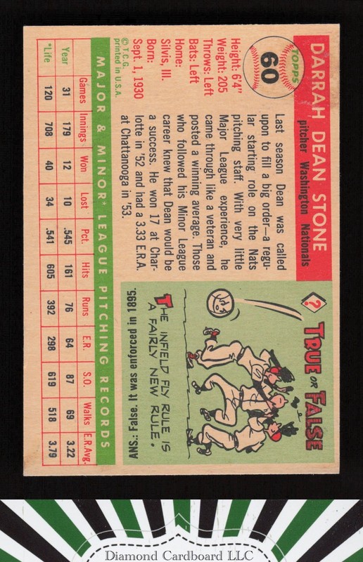 1955 Topps #60 Dean Stone VGEX a, back