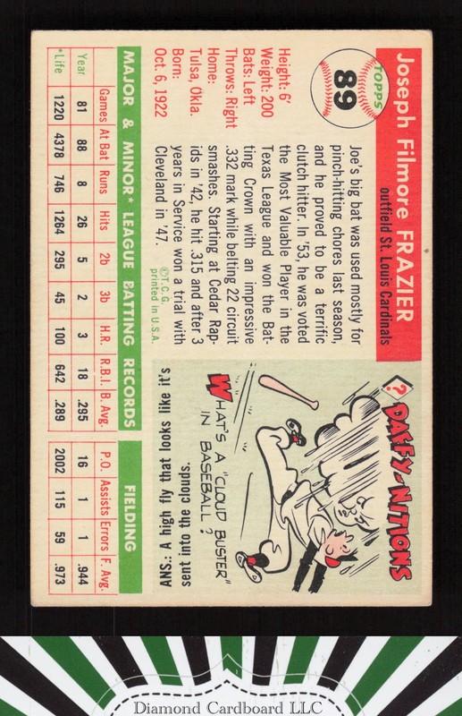 1955 Topps #89 Joe Frazier VGEX g, back