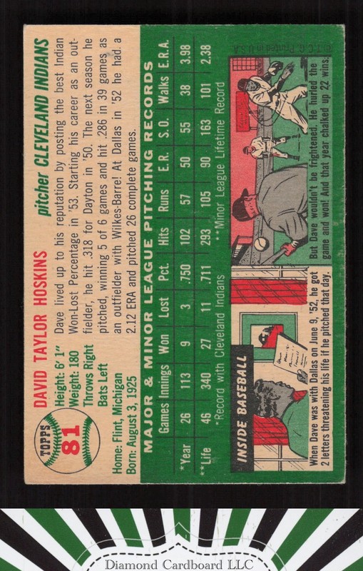 1954 Topps #81 Dave Hoskins GD [CENTERED] h, back