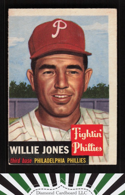 1953 Topps #88 Willie Jones : Bio uses white text VGEX (MC) b, front