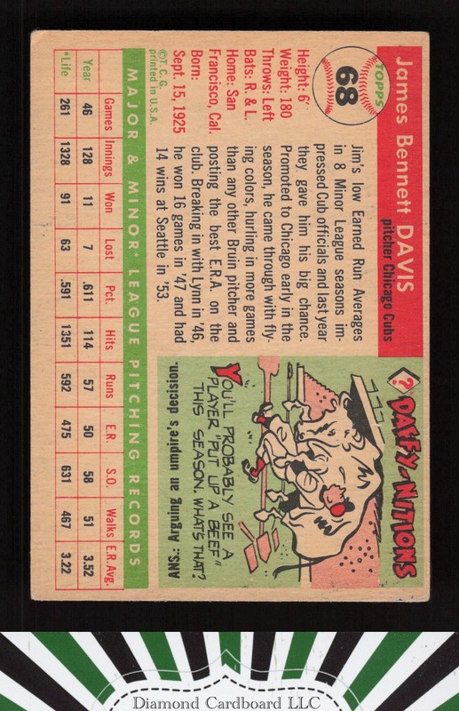 1955 Topps #68 Jim Davis VG d, back