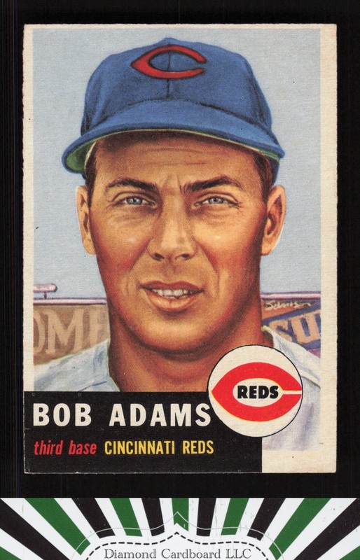 1953 Topps #152 Bobby Adams : Bio uses black text VG g, front