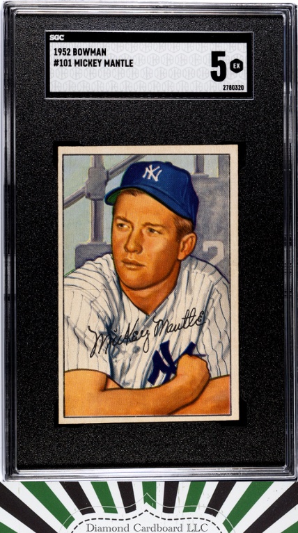 1952 Bowman #101 Mickey Mantle SGC 5, front