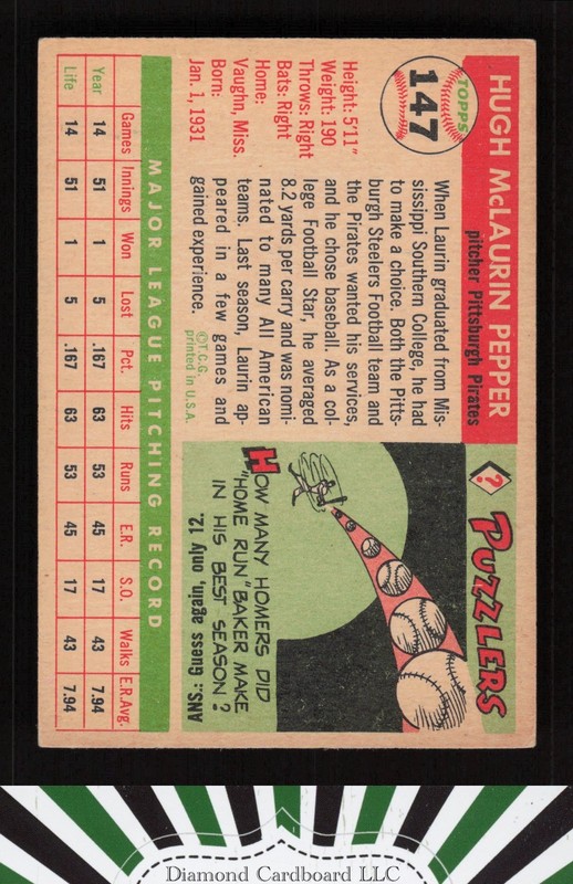 1955 Topps #147 Laurin Pepper VG+ h, back