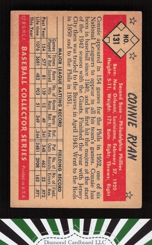 1953 Bowman Color #131 Connie Ryan VGEX a, back