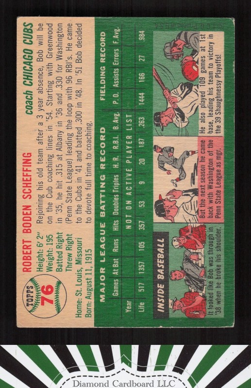 1954 Topps #76 Bob Scheffing VGEX (ST) j, back