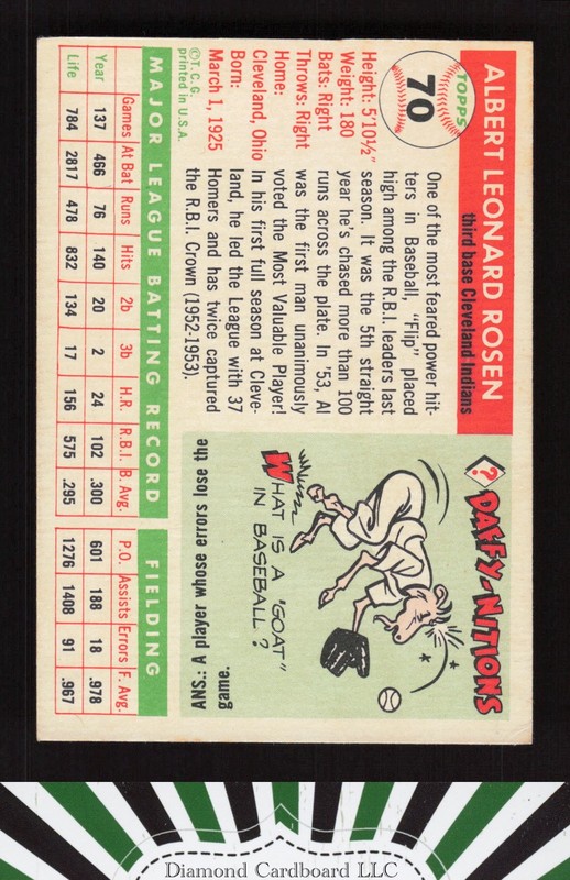 1955 Topps #70 Al Rosen VG g, back