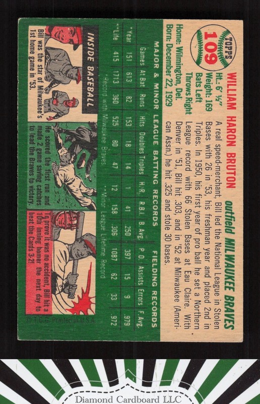 1954 Topps #109 Bill Bruton VGEX a, back