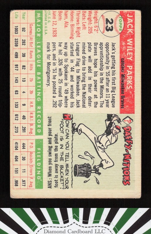 1955 Topps #23 Jack Parks GD+ a, back