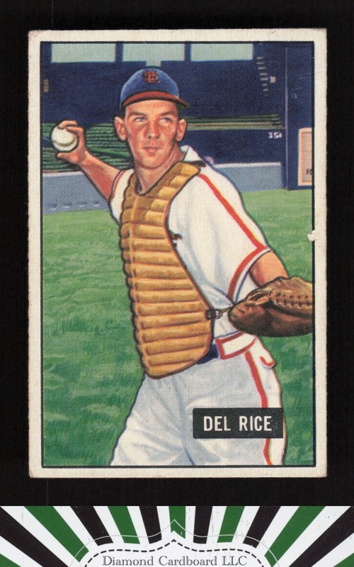 1951 Bowman #156 Del Rice GD [CENTERED], front