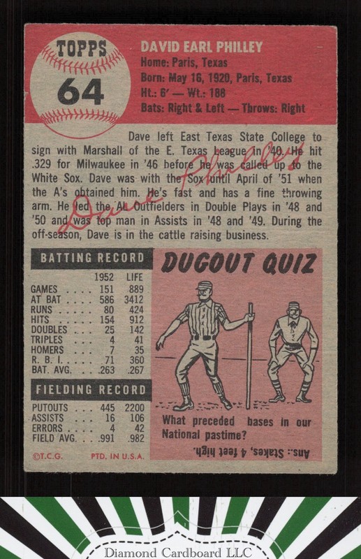 1953 Topps #64 Dave Philley GD a, back