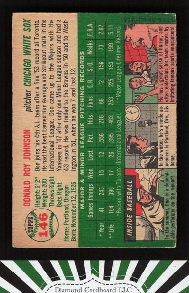 1954 Topps #146 Don Johnson VGEX f, back