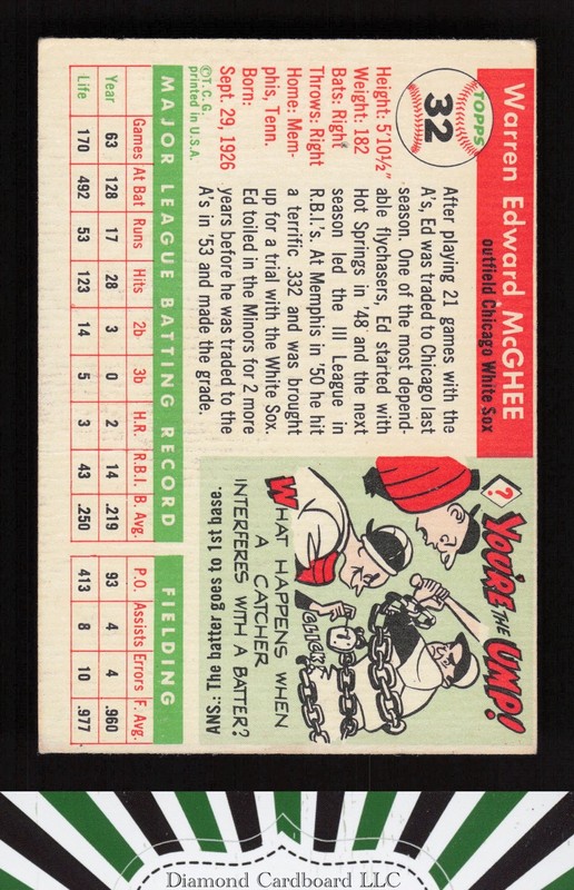 1955 Topps #32 Ed McGhee VG+ n, back