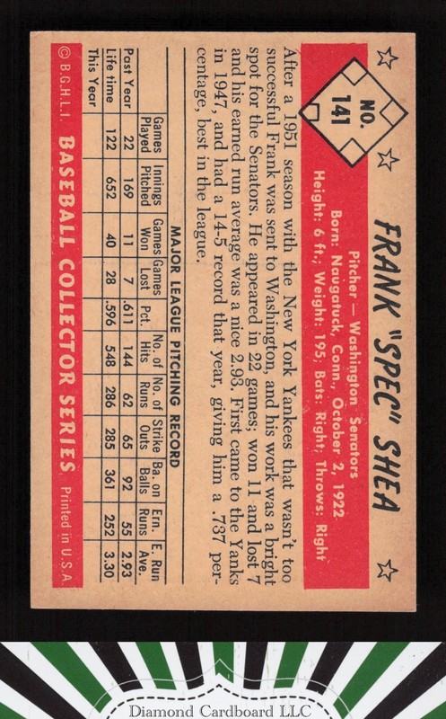1953 Bowman Color #141 Spec Shea EXMT b, back