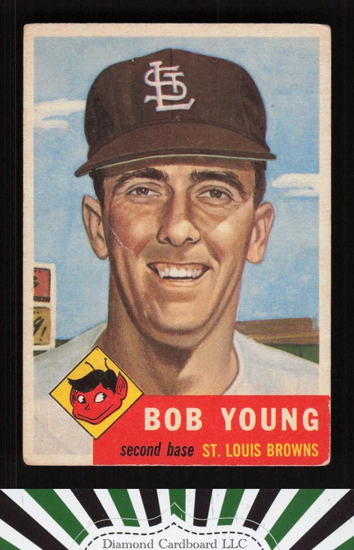 1953 Topps #160 Bobby Young : Bio uses white text FR c, front