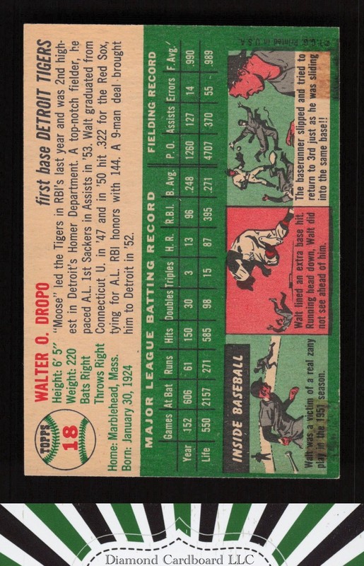 1954 Topps #18 Walt Dropo EX l, back
