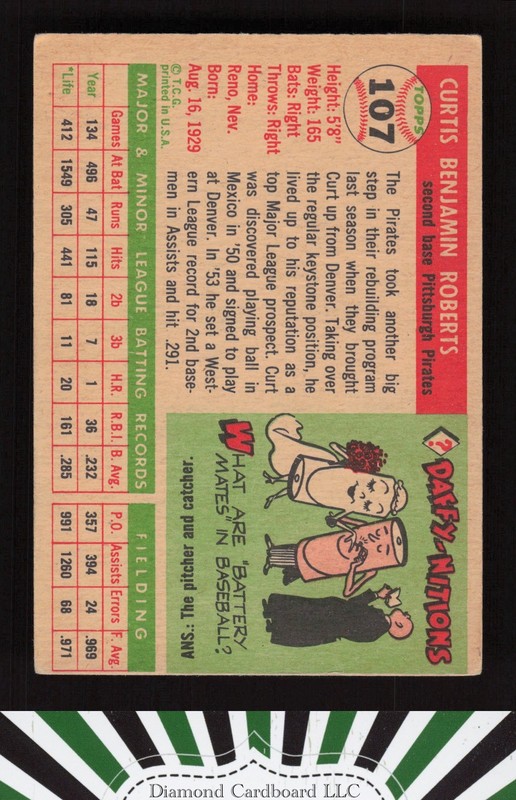 1955 Topps #107 Curt Roberts VGEX e, back