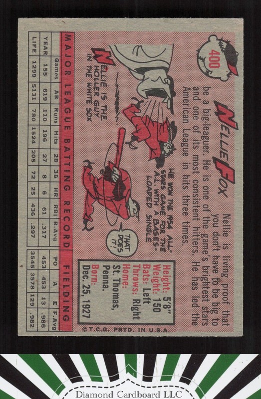 1958 Topps #400 Nellie Fox EX i, back