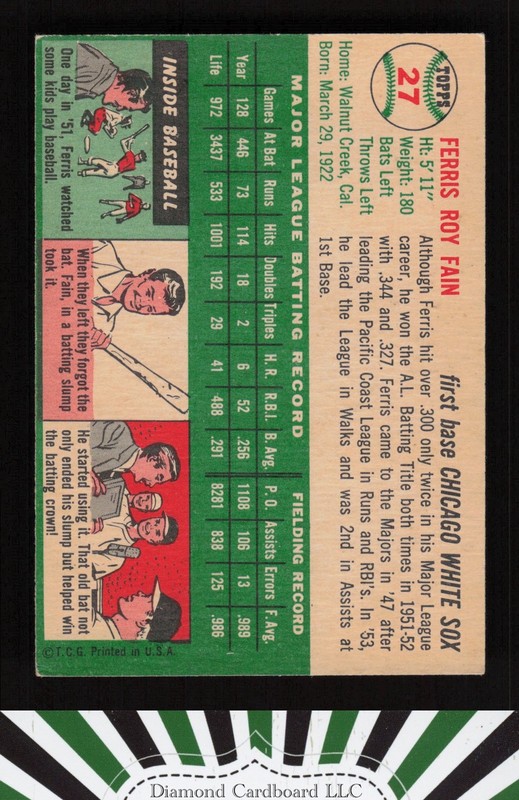 1954 Topps #27 Ferris Fain VGEX k, back