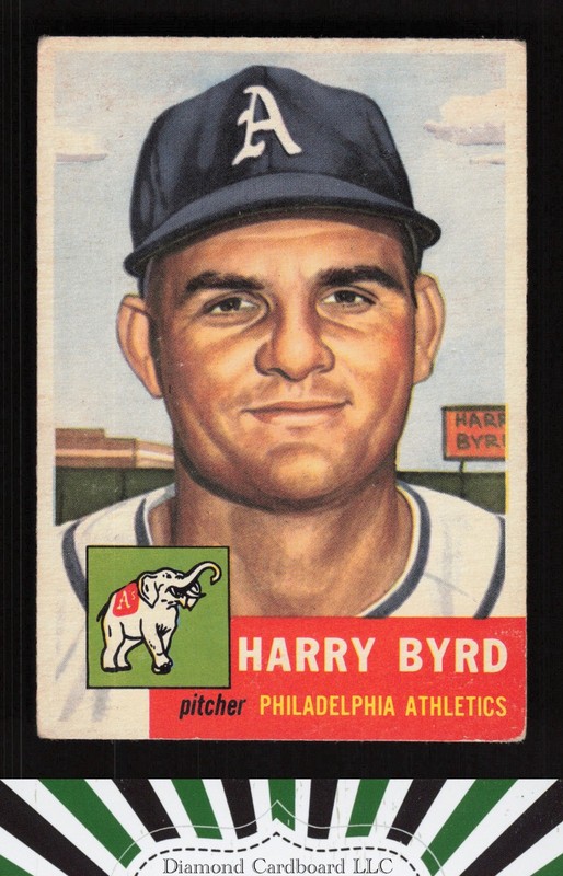 1953 Topps #131 Harry Byrd : Bio uses white text VGEX d, front
