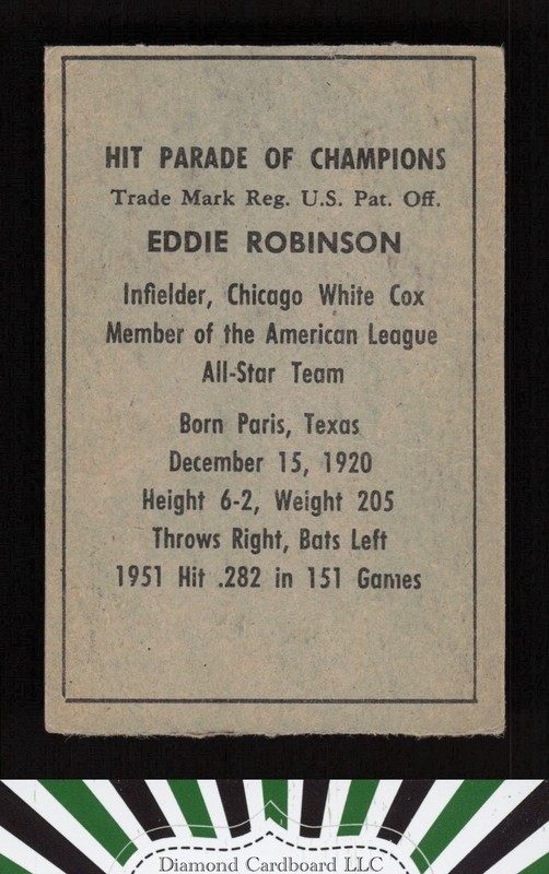 1952 Berk Ross Eddie Robinson VGEX+, back