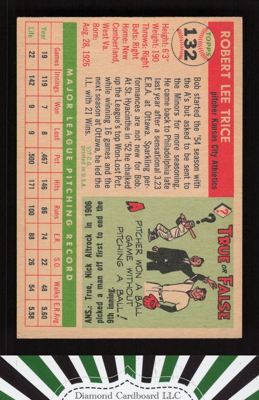 1955 Topps #132 Bob Trice EX m, back