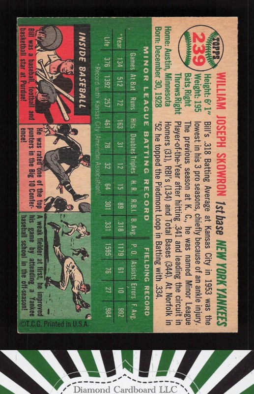 1954 Topps #239 Bill Skowron EX m, back