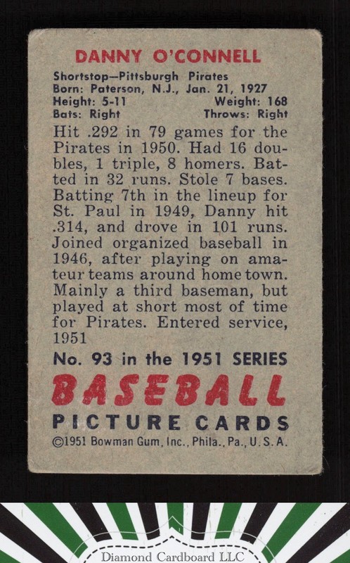1951 Bowman #93 Danny O'Connell GD+, back