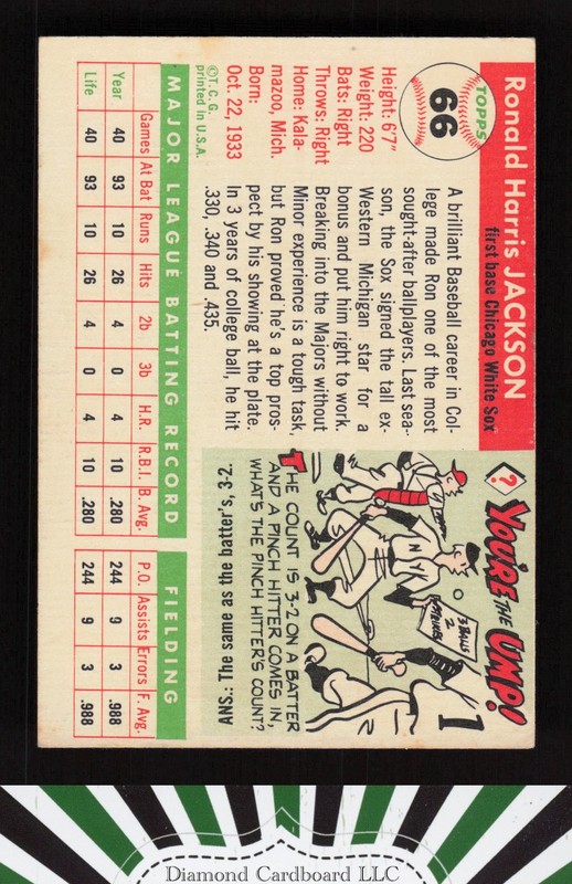 1955 Topps #66 Ron Jackson VGEX (MC) b, back