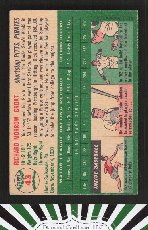 1954 Topps #43 Dick Groat EX b, back