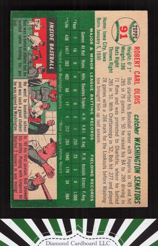1954 Topps #91 Bob Oldis GD i, back