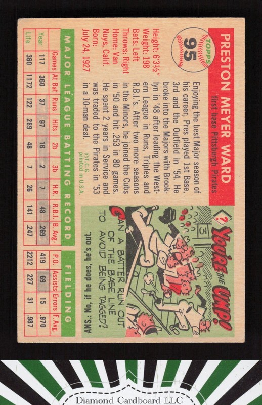 1955 Topps #95 Preston Ward VGEX n, back