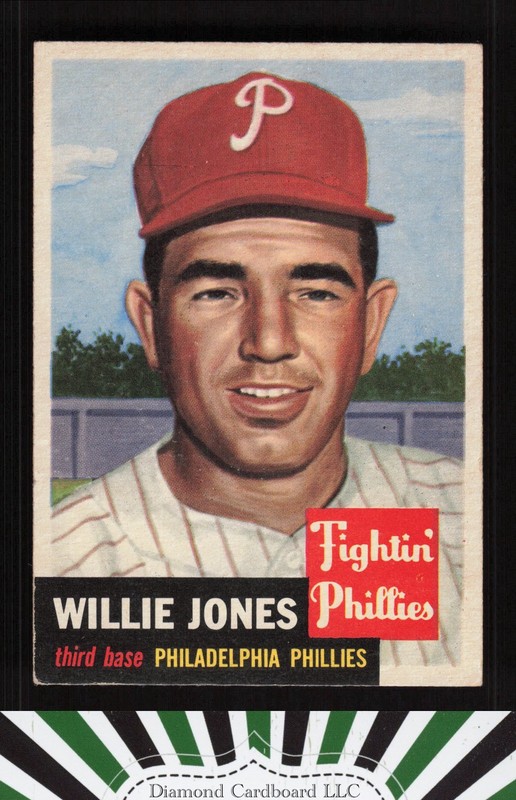 1953 Topps #88 Willie Jones : Bio uses black text EX [CENTERED] j, front
