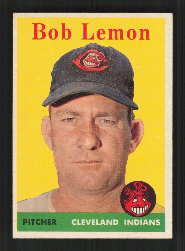 1958 Topps #2 Bob Lemon White Letters EXMT h, front