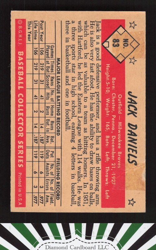 1953 Bowman Color #83 Jack Daniels PR (Front looks VGEX) a, back