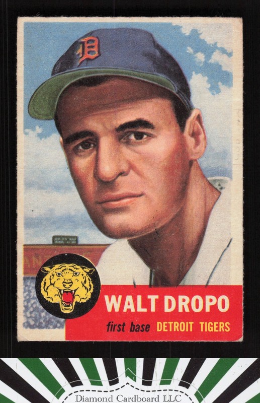 1953 Topps #121 Walt Dropo : Bio uses white text VG b, front