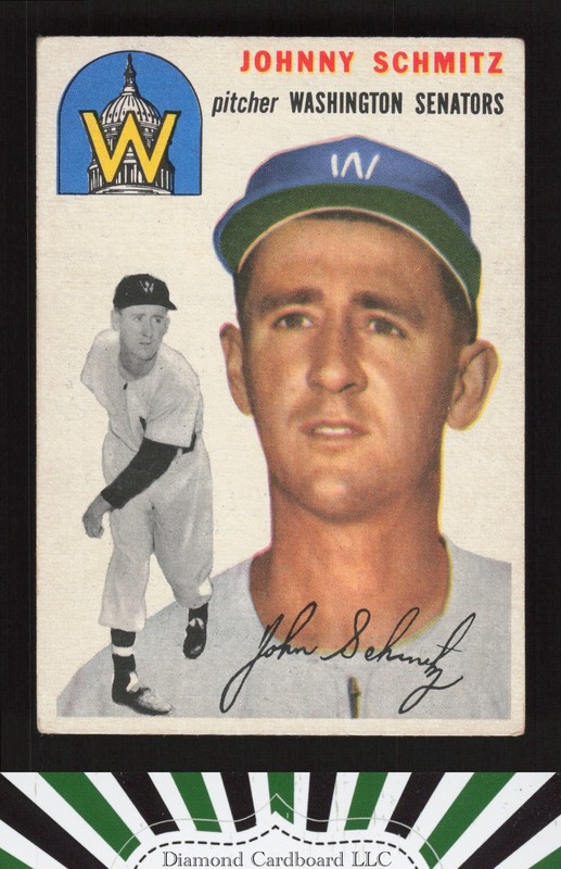 1954 Topps #33 Johnny Schmitz VGEX [GOOD CENTERING] i, front