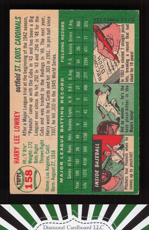 1954 Topps #158 Peanuts Lowrey VGEX i, back