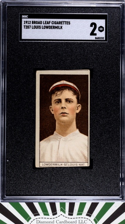 1912 T207 Broad Leaf Louis Lowdermilk SGC 2 - CRAZY RARE, front
