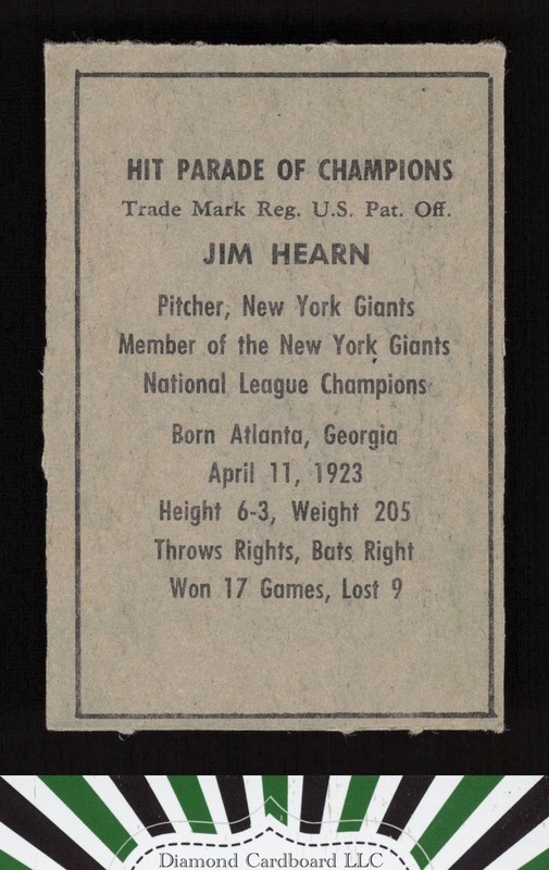 1952 Berk Ross # Jim Hearn EX, back